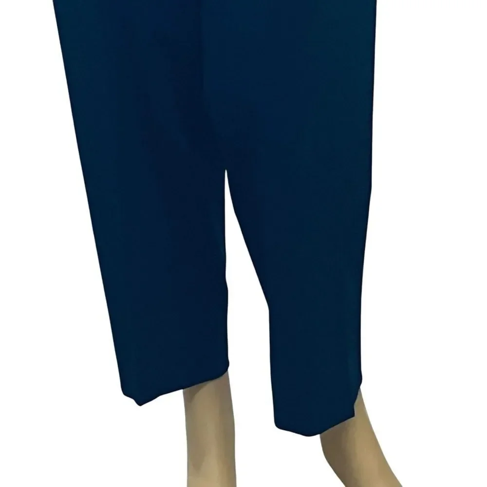 Piazza Sempione Italian Brigirre Virgin Wool Crop Dress Pants Blue